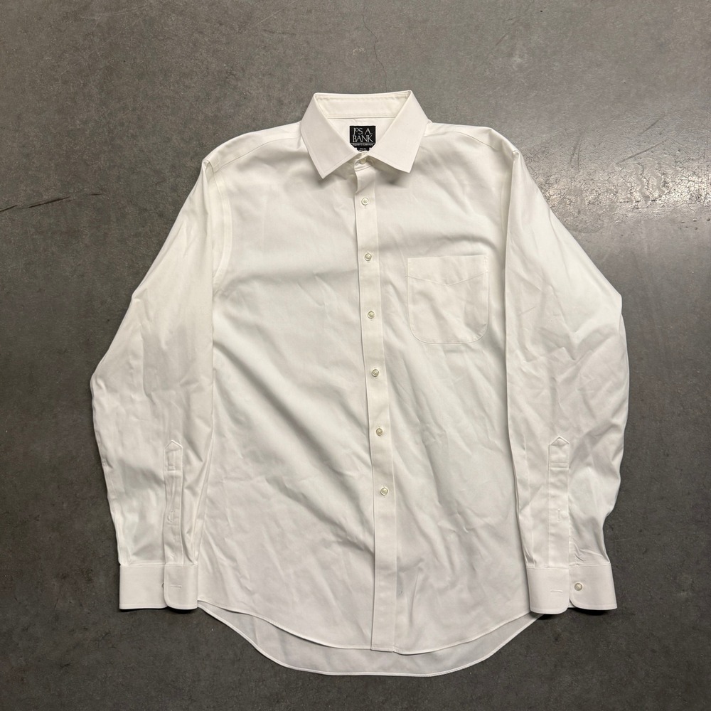 Jos. A. Bank Travelers Collection White Slim Fit Dress Shirt 16.5 35 Cotton